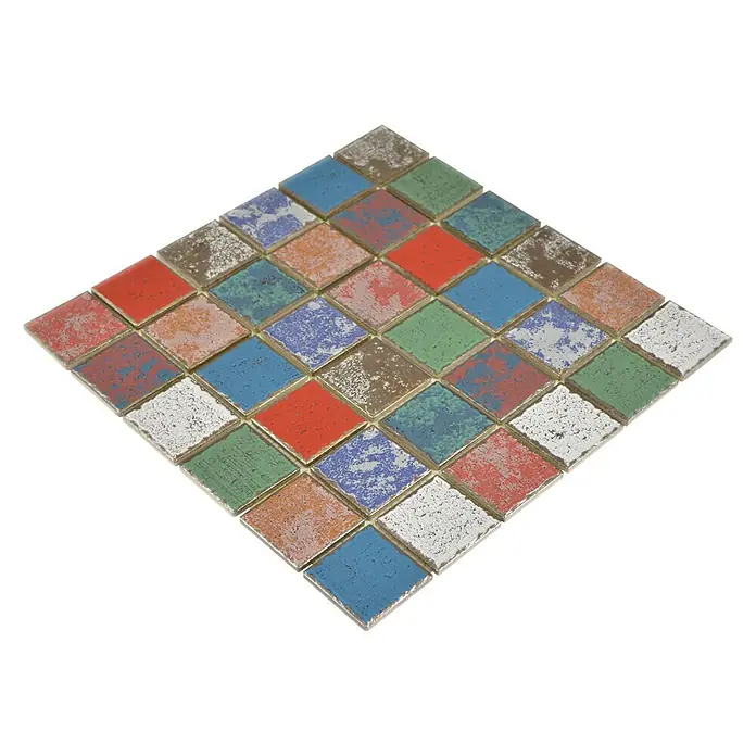 Mosaikfliese Quadrat Orient Color Mix CD CUBIS - 31,6 x 31,6 cm, Mehrfarbig, Matt - Quadratisches Mosaikfliesenmuster mit verschiedenen Farben und Texturen. Ideal für Wand- oder Bodendekorationen.