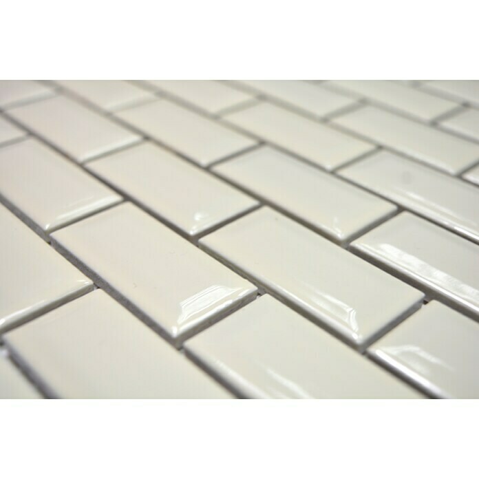 Mosaikfliese Brick Bond Diamond CBI 110 (30 x 30 cm, Elfenbein, Glänzend)