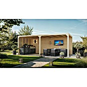 Karibu Grillpavillon (B x T: 627 x 320 cm, Farbe Gestell: Naturbraun, Holz) | BAUHAUS