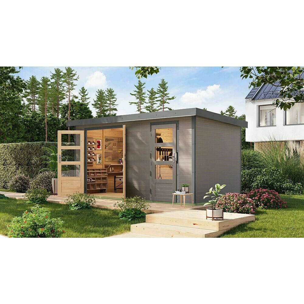 Karibu Hybrid Gartenhaus Merkur 1 C anthrazit/graualuminium