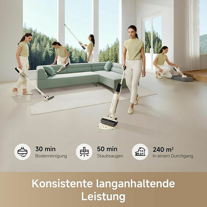 Mova Aspirador en seco y húmedo de batería K30 Mix (Potencia de aspiración: 18.000 Pa, Duración de la batería: 30 min - 50 min, Volumen del depósito de agua: 0,6 l) | BAUHAUS