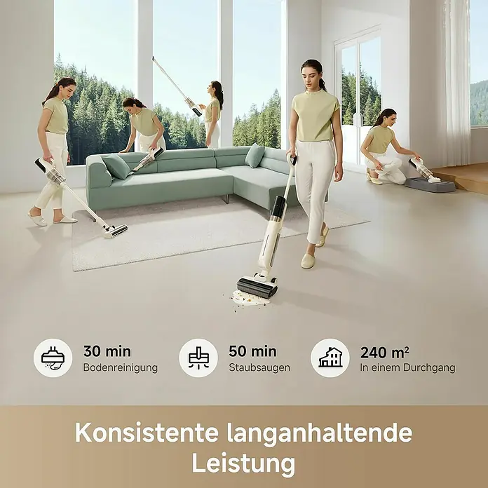 Mova Akku-Nass-Trockensauger K30 Mix - Saugkraft: 18.000 Pa, Akkulaufzeit: 30 min - 50 min, Wassertankvolumen: 0,6 l - Kabelloser Staubsauger für Bodenreinigung und Staubsaugen mit langer Laufzeit für eine konstante, langanhaltende Leistung.