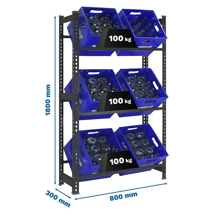 Simonrack Simonbottle Getränkekistenregal Bottleclick (H x B x T: 180 x 80 x 30 cm, Traglast Einlegeboden: 100 kg, Anzahl Böden: 3 Stk., Stecken, Anthrazit) | BAUHAUS