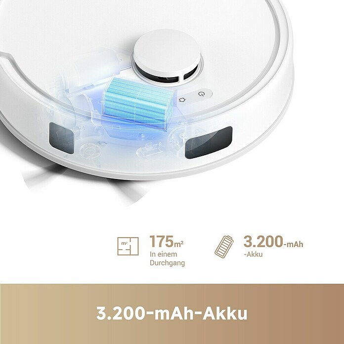 Mova Robot aspirador con mopa E20 Plus (Potencia de aspiración: 5.000 Pa, Duración de la batería: 260 min, Capacidad del robot: 330 ml) | BAUHAUS