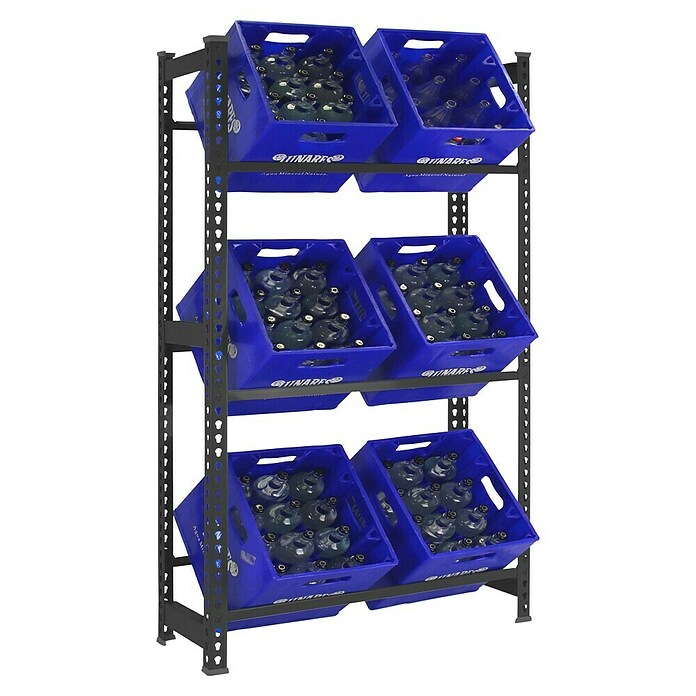 Simonrack Simonbottle Getränkekistenregal Bottleclick (H x B x T: 180 x 80 x 30 cm, Traglast Einlegeboden: 100 kg, Anzahl Böden: 3 Stk., Stecken, Anthrazit) | BAUHAUS