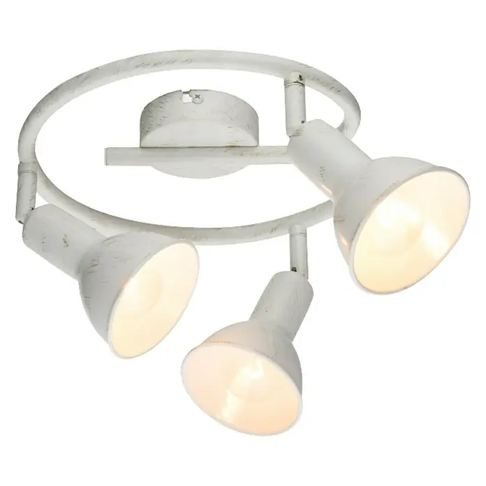 Globo Deckenstrahler Caldera - 40 W, Gold, Weiß, E14 - Weiße Deckenleuchte mit drei Strahlern. Die Leuchte hat ein vintage Finish und sorgt für eine angenehme Beleuchtung im Raum.
