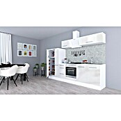 Respekta Premium Composición de cocina (Ancho: 300 cm, Con dispositivos eléctricos, Blanco de alto brillo)