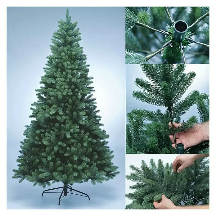 Xenotec Künstlicher Weihnachtsbaum - Höhe: 240 cm, Grün, Standfuß - Grüner künstlicher Weihnachtsbaum mit realistischem Aussehen, Montage-Details und Asttexturen.