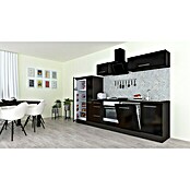 Respekta Premium Composición de cocina (Ancho: 310 cm, Con dispositivos eléctricos, Negro de alto brillo)