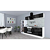 Respekta Premium Composición de cocina (Ancho: 270 cm, Con dispositivos eléctricos, Negro de alto brillo)