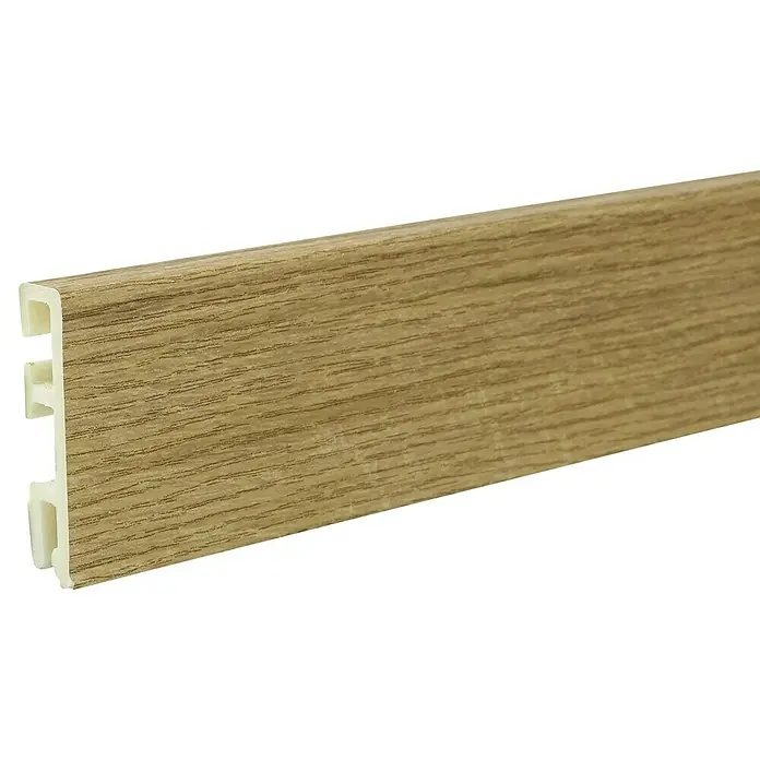 Sockelleiste Cubica - 250 cm x 14 mm x 60 mm, Eiche Natur - Holzdekor-Sockelleiste: Eine elegante und praktische Lösung für jeden Raum, die einen sauberen Abschluss zwischen Wand und Boden schafft.