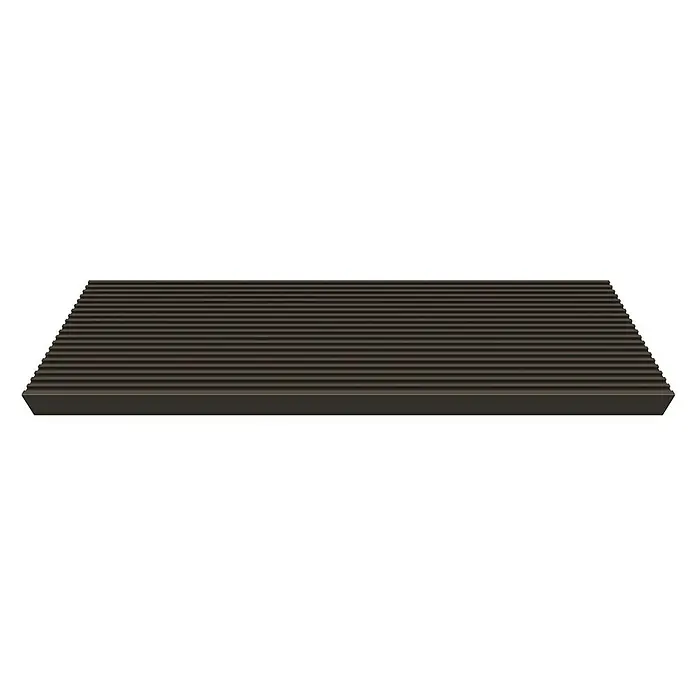 Dolle Außentreppe Gardentop - Trimaxstufen, Dunkelbraun, Feuerverzinkte Geländerstäbe, Breite: 100 cm, Anzahl Stufen: 4 Stk., Geschosshöhe: 72 cm - 88 cm - Das Bild zeigt eine dunkelbraune geriffelte Terrassendiele. Das Produkt ist für den Außenbereich und den Garten geeignet.
