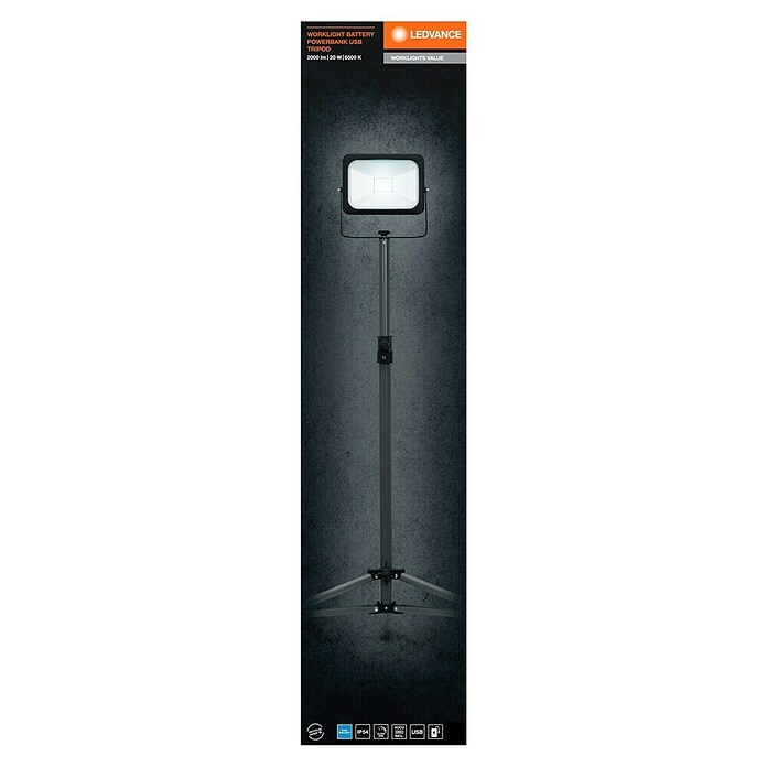 Ledvance LED Baustrahler Tripod (20 W, 2 000 lm, 6 500 K, 1 070 x 920 x 1 550 mm, IP54) | BAUHAUS
