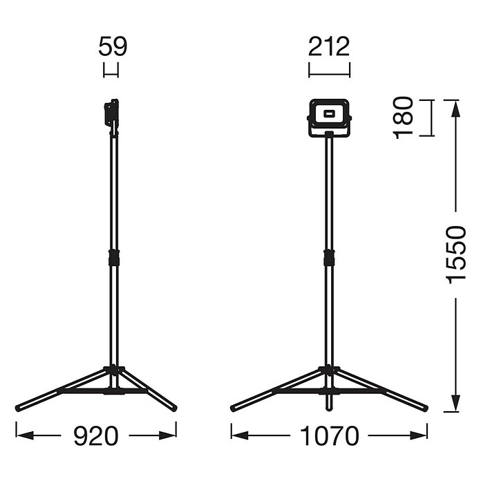 Ledvance LED Baustrahler Tripod (20 W, 2 000 lm, 6 500 K, 1 070 x 920 x 1 550 mm, IP54) | BAUHAUS