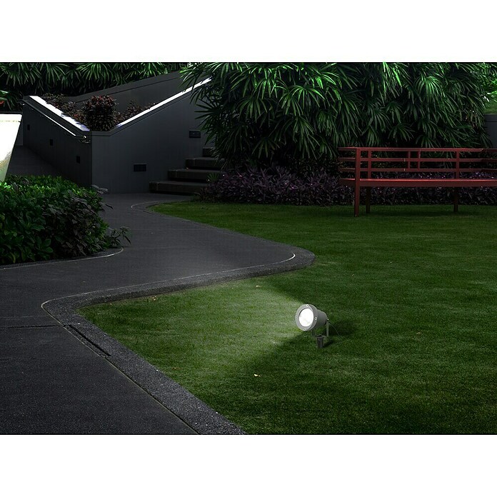 Starlux Splash Foco de jardín LED (1 luz, 3 W, Plateado, Estaca)