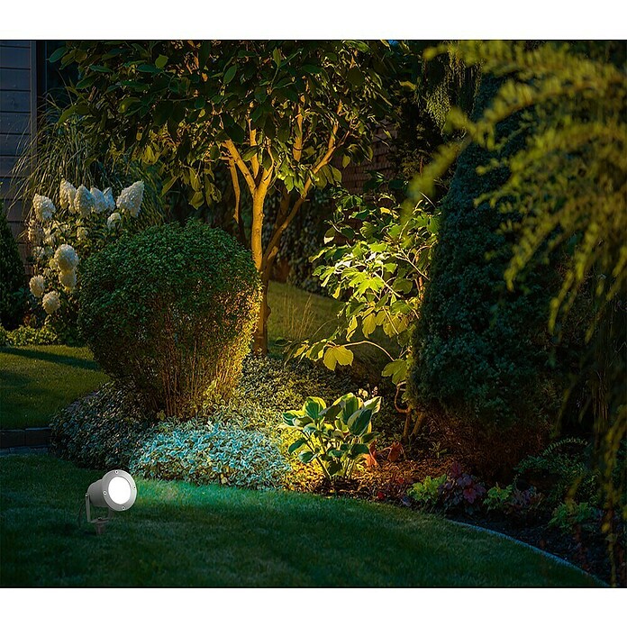 Starlux Splash Foco de jardín LED (1 luz, 3 W, Plateado, Estaca)