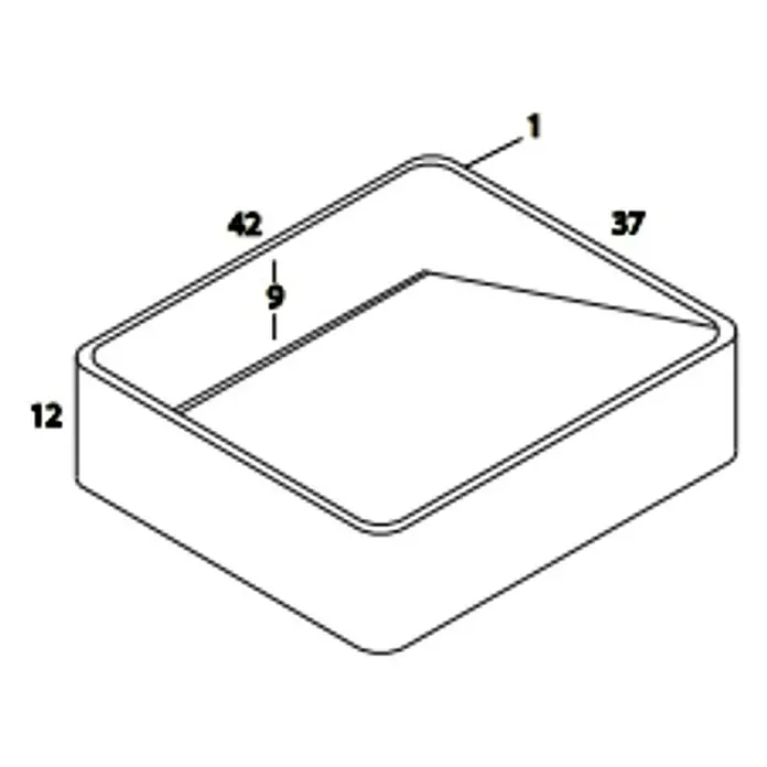 Lavabo de sobremesa Oslo - An x L: 42 x 37 cm, Blanco, Rectangular - Dibujo esquemático de un lavabo rectangular con dimensiones.