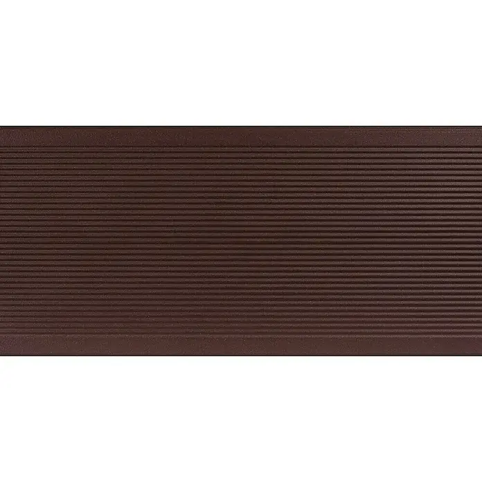 Kovalex WPC-Terrassendiele Massiv mit Struktur nach Maß - Schokobraun, 440 x 14,5 x 2 cm - Braune, geriffelte Textur, ideal für Oberflächengestaltung und Designelemente. Robust und vielseitig einsetzbar für Innen- und Außenbereiche.