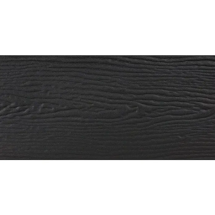 Kovalex WPC-Terrassendiele Massiv mit Struktur nach Maß - Graubraun, 310 x 14,5 x 2 cm - Nahaufnahme einer schwarzen Holzstruktur, die die Maserung und Textur des Materials hervorhebt. Ideal für Hintergründe oder Texturen.
