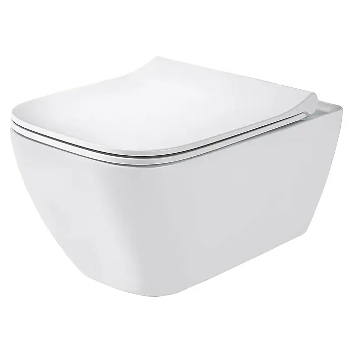 Geberit Smyle Square Wand-WC-Set - Spülrandlos, Ohne Spezialglasur, Spülform: Tief, WC Abgang: Waagerecht, Weiß - Elegante, wandhängende Toilette in Weiß. Das moderne Design und die sauberen Linien machen sie zu einem stilvollen Element in jedem Badezimmer.