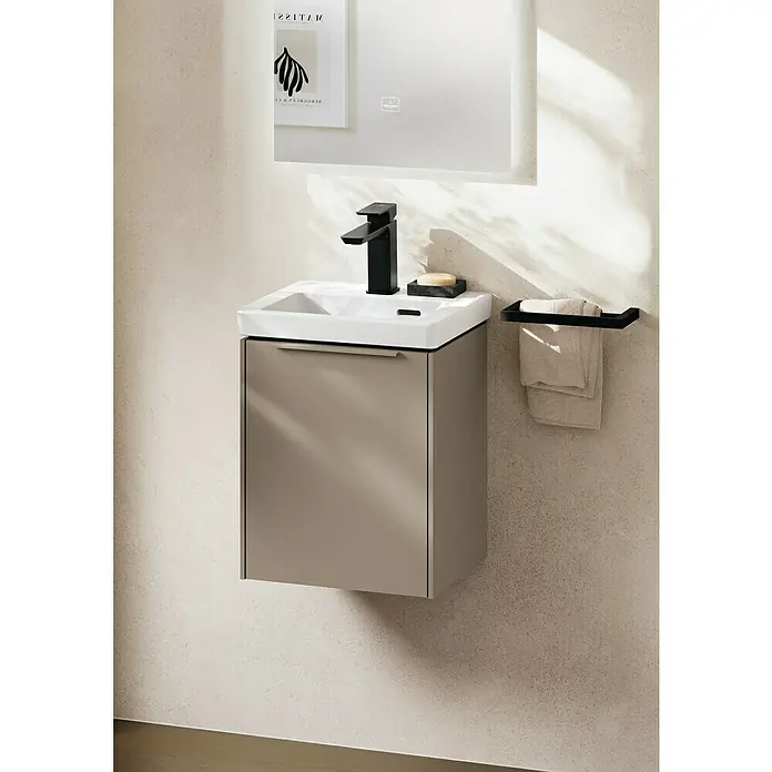 Villeroy & Boch Subway 3.0 Waschbeckenunterschrank - Taupe, Anzahl Türen: 1 Stk., Farbe Griff: Monochrom, B x T x H: 35,1 x 30,9 x 42,9 cm, DIN Anschlag: Links - Elegantes Badezimmer-Waschbecken mit Unterschrank in Taupe. Moderne Badgestaltung mit minimalistischem Design und praktischer Funktionalität.