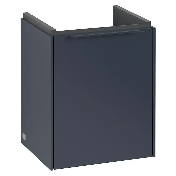 Villeroy & Boch Subway 3.0 Waschbeckenunterschrank - Marine Blue, Anzahl Türen: 1 Stk., Farbe Griff: Monochrom, B x T x H: 35,1 x 30,9 x 42,9 cm, DIN Anschlag: Links - Ein moderner Unterschrank in Anthrazitgrau, ideal für stilvolle Badezimmergestaltungen und zusätzlichen Stauraum.