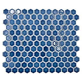 Mozaïektegel zeshoek Uni HX 230 (26 x 30 cm, Blauw, Glanzend)