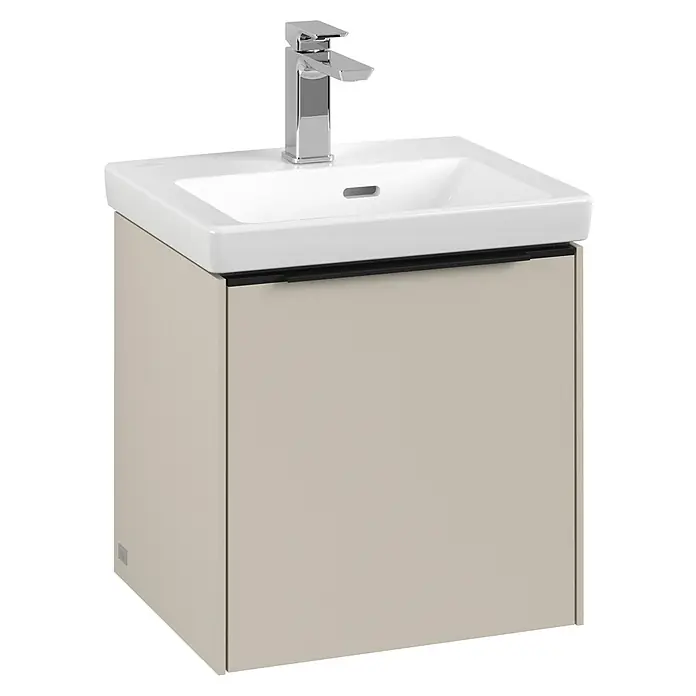 Villeroy & Boch Subway 3.0 Waschbeckenunterschrank - Cashmere Grey, Anzahl Türen: 1 Stk., Farbe Griff: Volcano Black, B x T x H: 42,3 x 37,8 x 42,9 cm, DIN Anschlag: Rechts - Dieser Waschtischunterschrank mit Hahn ist eine stilvolle Ergänzung für jedes Badezimmer. Er bietet sowohl Funktionalität als auch modernes Design.