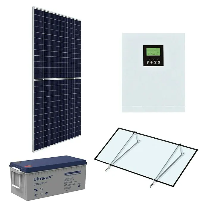 Kit de generación solar Casa de Campo - 1.500 W - Sistema de energía solar con paneles, batería e inversor para energía sostenible.