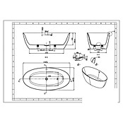 Sanotechnik Freistehende Badewanne Miami (L x B: 170 x 82 cm, 268 l, Acryl, Weiß)
