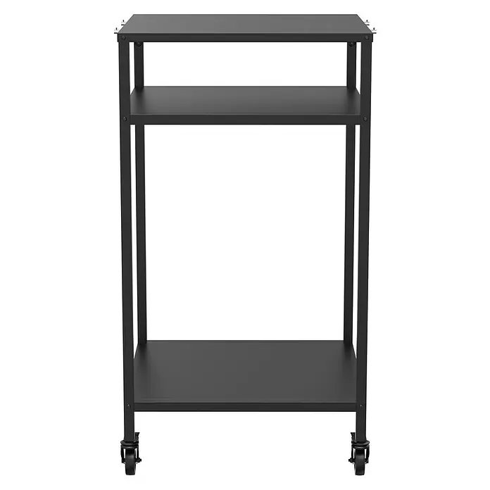 Cozze Grilltisch - B x T x H: 60 x 60 x 110 cm, Stahl - Schwarzes Metallregal auf Rollen mit 3 Ablagen.