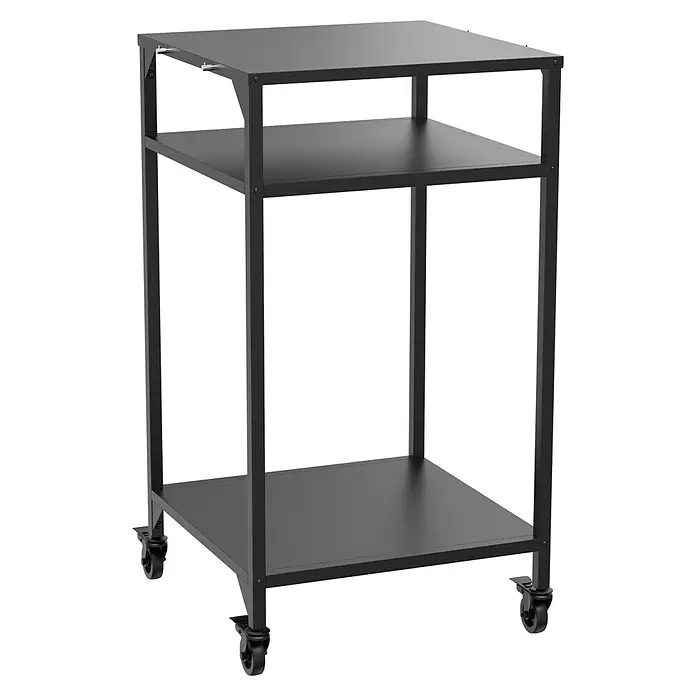 Cozze Mesa de barbacoa - An x Pr x Al: 60 x 60 x 110 cm, Acero - Carro auxiliar metálico negro de 3 niveles con ruedas para almacenamiento móvil.