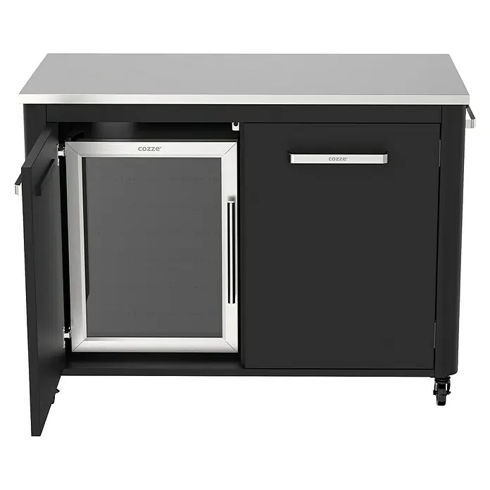 Cozze Nevera - An x Pr x Al: 47 x 49 x 63,8 cm, Plateado - El armario para horno de pizza Cozze con nevera ofrece almacenamiento y refrigeración para noches de pizza perfectas al aire libre.
