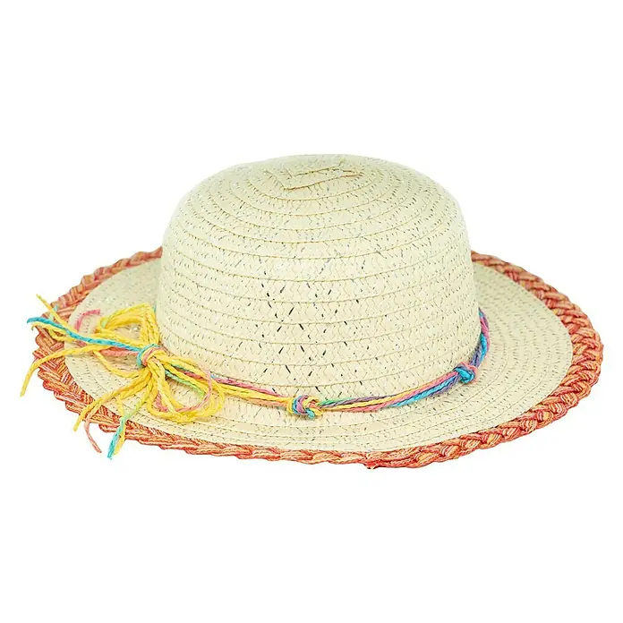 Sonnenhut Holly - Beige, Geeignet für: Kinder - Strohhut mit bunter Kordel und rotem Rand, perfekt für sonnige Tage und stilvollen Schutz vor der Sonne.