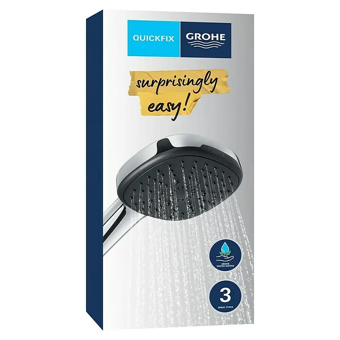 Grohe QuickFix Handbrause - Durchmesser: 11 cm, Anzahl Strahlarten: 3 Stk. - Ein GROHE QuickFix Duschkopf mit drei Strahlarten und Wassersparfunktion für ein überraschend einfaches Duscherlebnis.