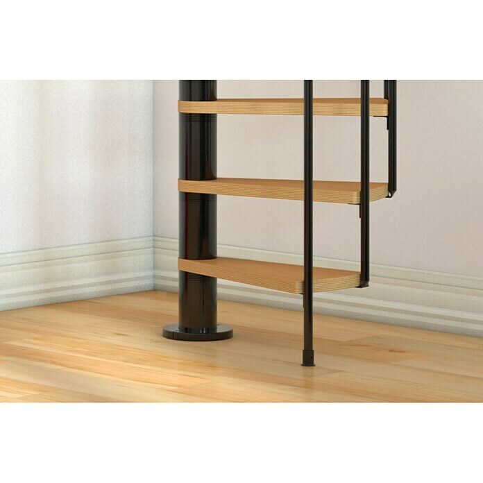 Dolle Spindeltreppe Calgary (Durchmesser: 140 cm, Anthrazit, Farbe Stufen: Buche Natur, Geschosshöhe: 244,8 - 280,8 cm)