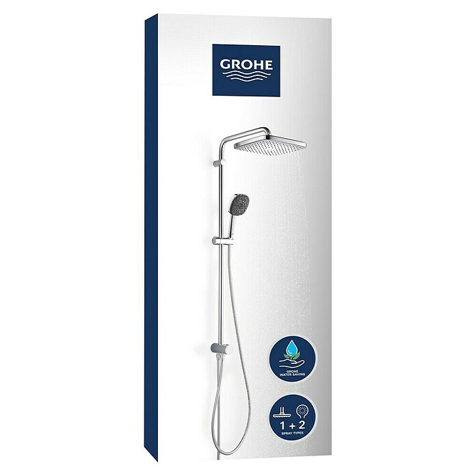 Grohe Vitalio Comfort Sistema de ducha (Distancia entre orificios: 62 cm, Número de tipos de chorro: 2 ud., Cromo) | BAUHAUS