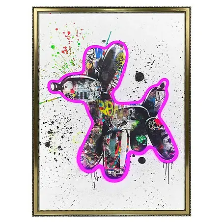 Reinders  Leinwandbild Neon LED Art Street Dog