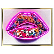 Reinders Leinwandbild (Neon Lips, B x H: 50 x 70 cm, Goldener Rahmen) | BAUHAUS