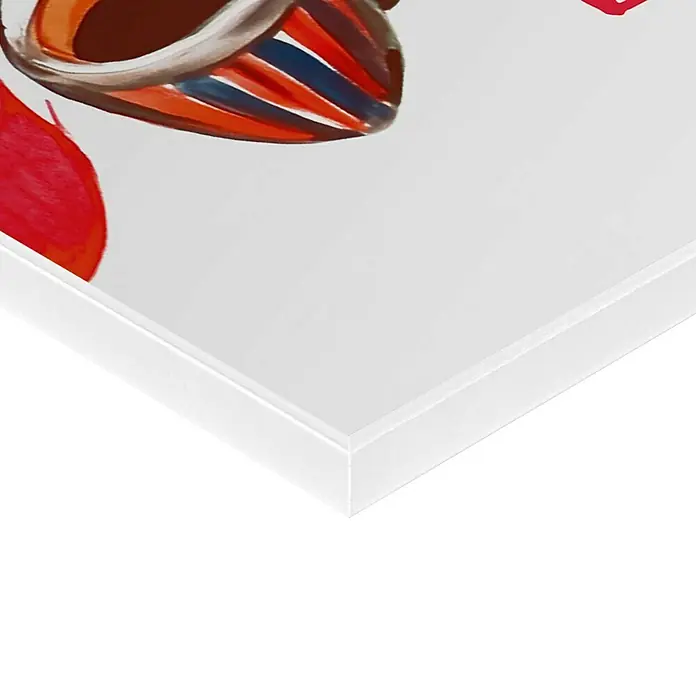 Reinders Bild Slim Frame White - Many Coffees, B x H: 40 x 50 cm - Nahaufnahme eines gerahmten Kunstdrucks, der eine abstrakte Darstellung von Kunst mit lebendigen Farben und dynamischen Formen zeigt.