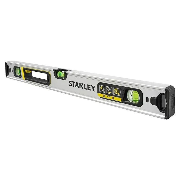 Stanley FatMax Nivel de burbuja Xtreme - Plateado - Nivel de burbuja Stanley plateado con detalles amarillos y múltiples burbujas para mediciones precisas.