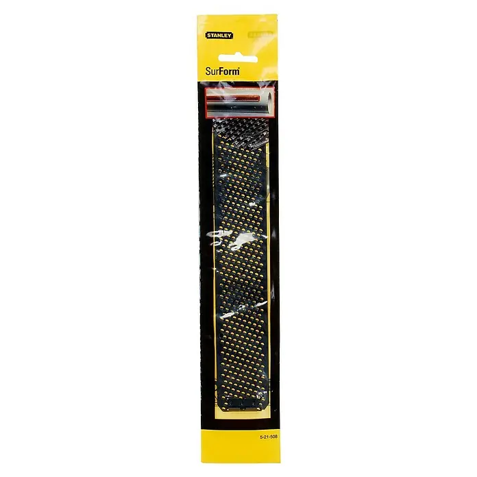 Stanley Hoja de repuesto surform - Específico para: Plástico y metal - Cuchilla de repuesto para cepillo Stanley SurForm, negra con dientes de corte semicirculares amarillos para dar forma y alisar superficies, envasada.