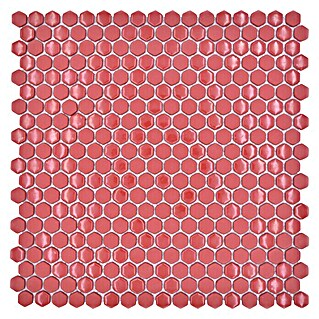 Mozaïektegel zeshoek CUBA HX6GM (29 x 29,5 cm, Rood, Mat)
