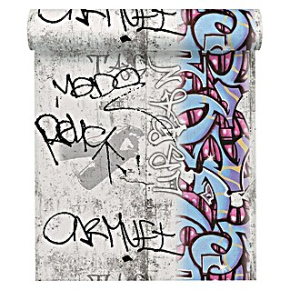 AS Creation Boys And Girls 6 Papiertapete Graffiti (Grau/Rot, Grafisch, 10,05 x 0,53 m)