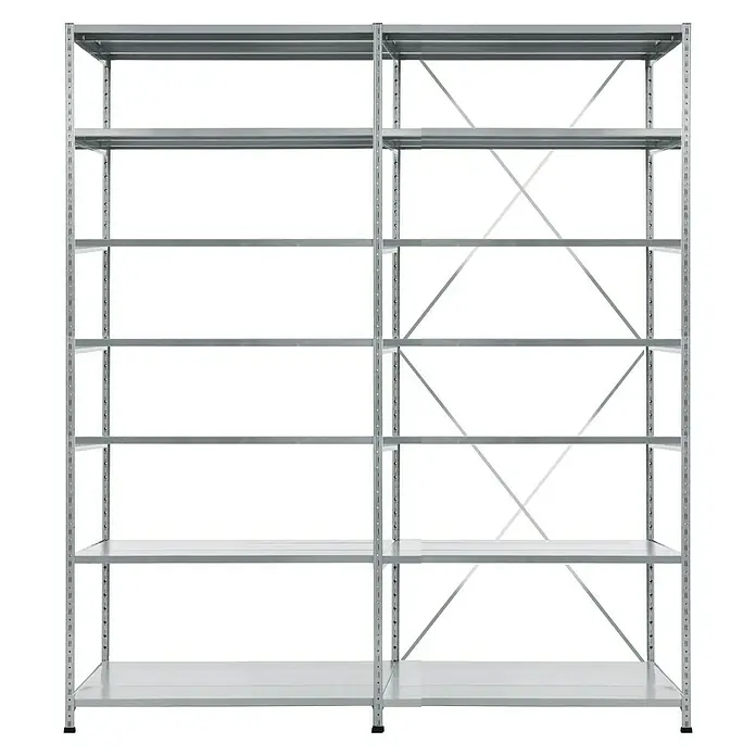 Scholz Metallregal SE - Höhe: 300 cm, B x T: 206 x 30 cm, Traglast pro Boden: 100 kg, Anzahl Böden: 7 Stk., Stecken, Silber - Metallregal mit stabilen Regalböden, ideal für Lagerung & Ordnung. Das Regal bietet viel Stauraum für verschiedene Gegenstände.