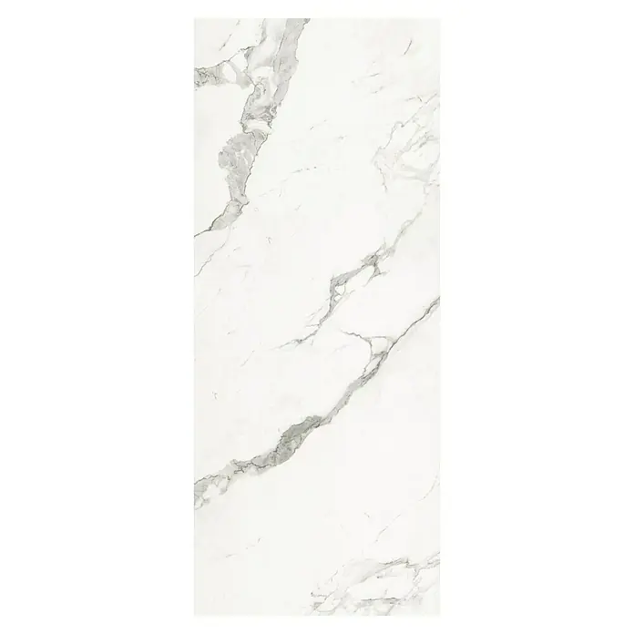 SanDesign Acryl-Verbundplatte - 100 x 250 cm, Calacatta - Elegante Marmorfliese mit sanften Grautönen, perfekt für stilvolle Innenräume. Die polierte Oberfläche sorgt für einen luxuriösen Look.