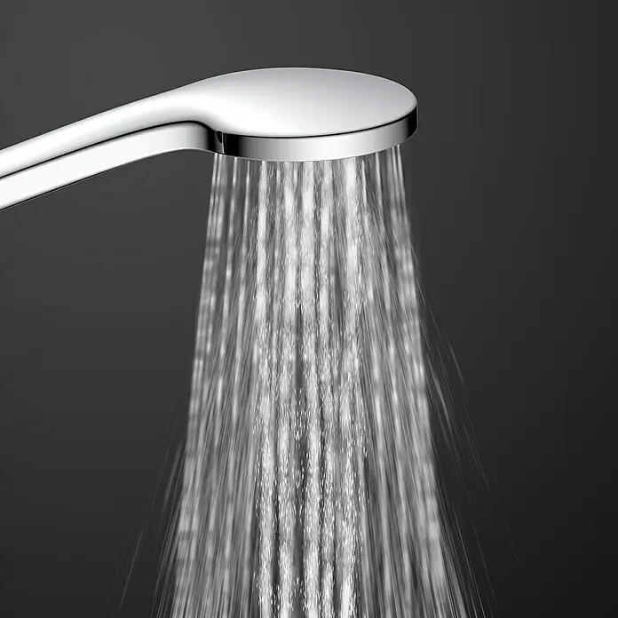 Camargue Handbrause - Anzahl Funktionen: 3 Stk., Chrom - Brausenkopf mit laufendem Wasser. Das moderne Design und der Wasserfluss erzeugen eine entspannende Duschumgebung.