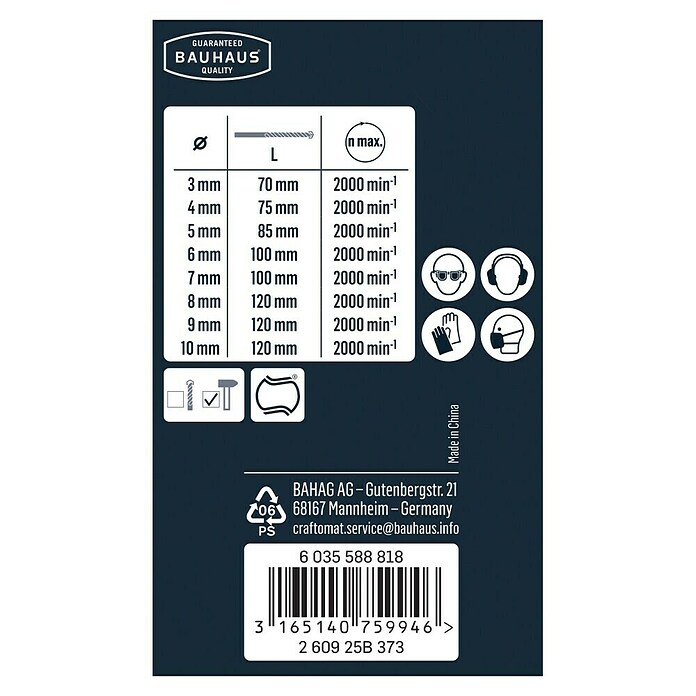 Craftomat Betonbohrer-Set (8-tlg., 3 mm - 10 mm)