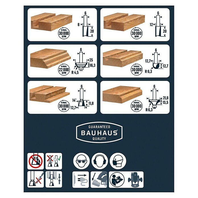 Craftomat Fräser-Set (6-tlg., Durchmesser Schaft: 6 mm)