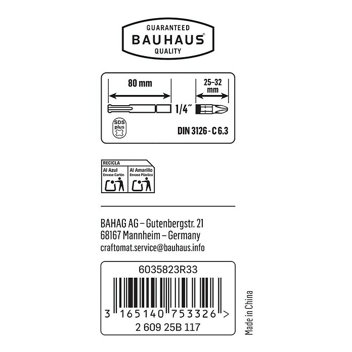 Craftomat SDS-Plus Adapter (Werkzeugaufnahme: ¼″ Sechskant, Passend für: Craftomat SDS-Plus Bohrfutter)